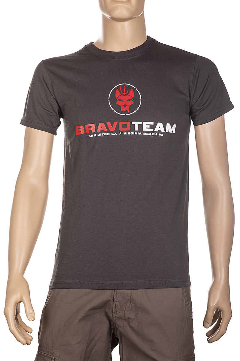 Carica immagine in Galleria Viewer, T-shirt stampata fronte retro BRAVO TEAM GRIGIO 
