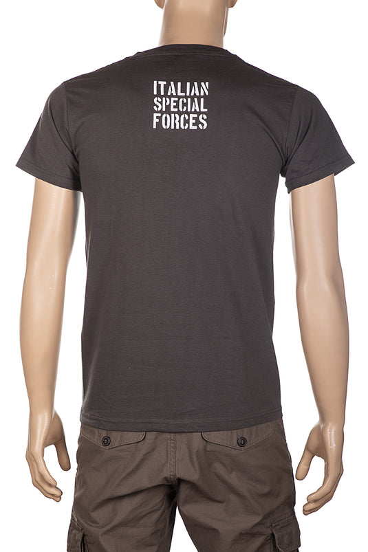 T-shirt military style stampata fronte retro ITALIAN SPECIAL FORCES GRIGIO ANTRACITE 