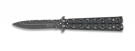 Coltello butterfly skull lama nera cm 9,5 