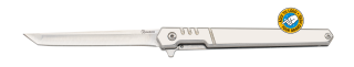 Coltello chiudibile manico acciaio lama 8.8 cm 