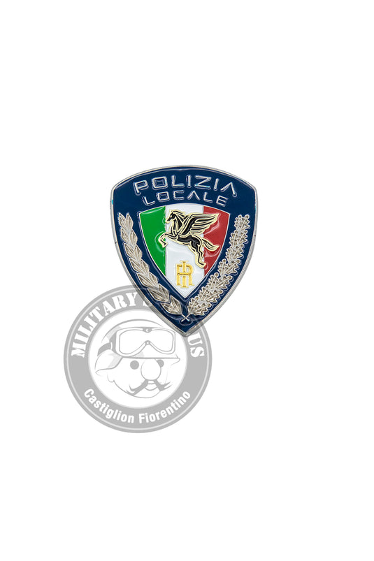 spilla di reparto polizia locale h.45mm fissaggio posteriore 2 clip 