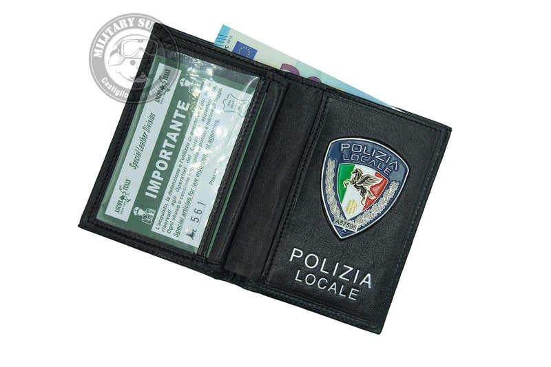 Load image into Gallery viewer, Portafoglio in pelle con placca AS19 POLIZIA LOCALE PEGASO<BR/> 
