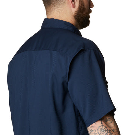 Camicia a maniche corte in tinta unita Utilizer™ II da uomo- Taglia Forte blu navy<BR/> 