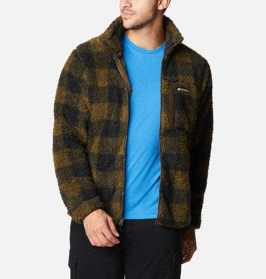 WINTER PASS GIACCA ORSETTO UOMO COLUMBIA A QUADRI VERDE OLIVA E NERO 