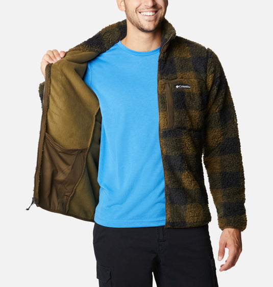 WINTER PASS GIACCA ORSETTO UOMO COLUMBIA A QUADRI VERDE OLIVA E NERO 