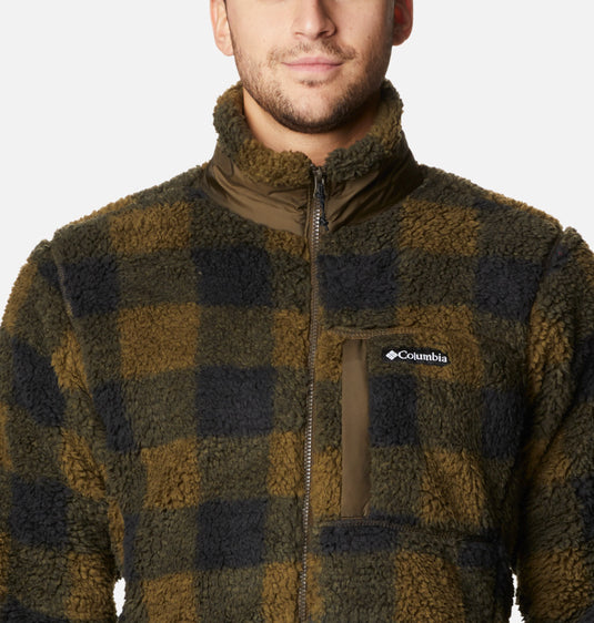 WINTER PASS GIACCA ORSETTO UOMO COLUMBIA A QUADRI VERDE OLIVA E NERO 