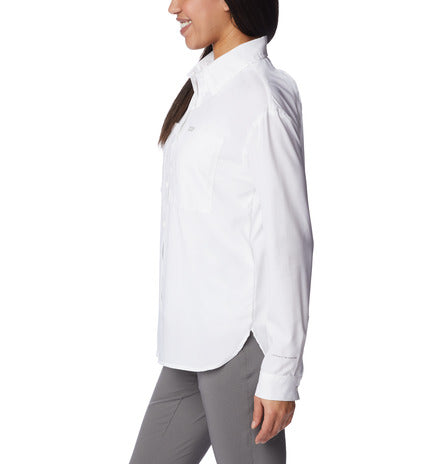 camicia donna estiva protettiva con filtro solare upf 50 e tecnologia traspirante. columbia Bianco 