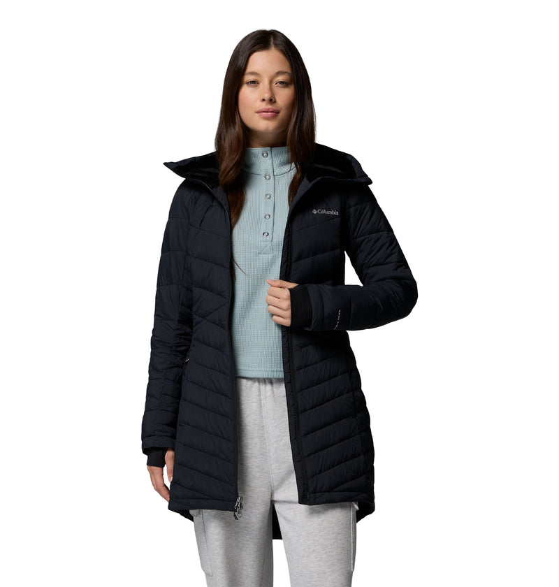 Carica immagine in Galleria Viewer, Giacca imbottita di media lunghezza con cappuccio Joy Peak™ II da donna Nero 
