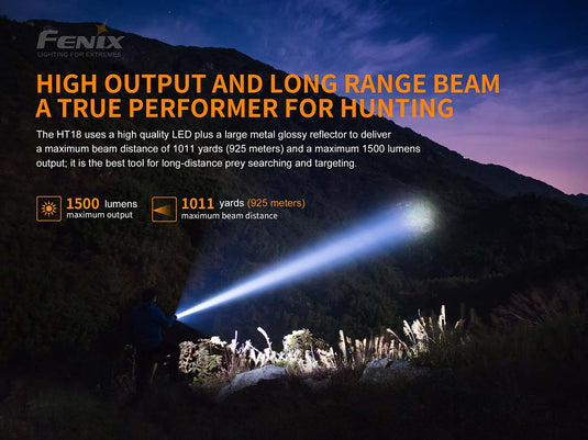 FENIX HT18 TORCIA DA CACCIA A LUNGO RAGGIO 1500 Lumens 