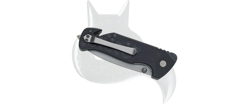 Load image into Gallery viewer, black fox black action folding knife 440c black g10 handle grey blade 
