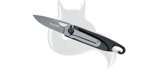 black fox jimson folding knife 440c black zytel handle titanium coated  satin grey blade 