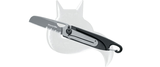 black fox jimson folding knife 440c black zytel handle titanium coated  satin grey blade 