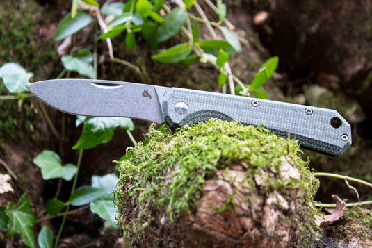 black fox ciol folding knife 440c stonewashed blade od green canvas micarta handle 