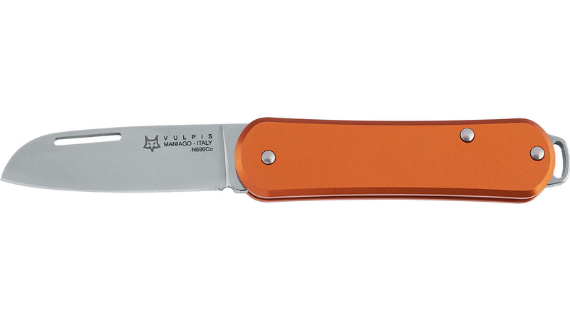 Load image into Gallery viewer, FOX Knives MINI VULPIS   - manico alluminio anodizzato liscio lama inox n690co arancio 
