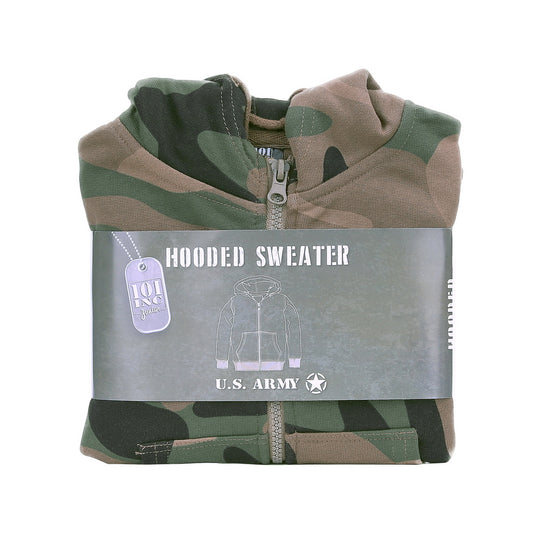 felpa giacca bambino con cappuccio e zip mimetico woodland 