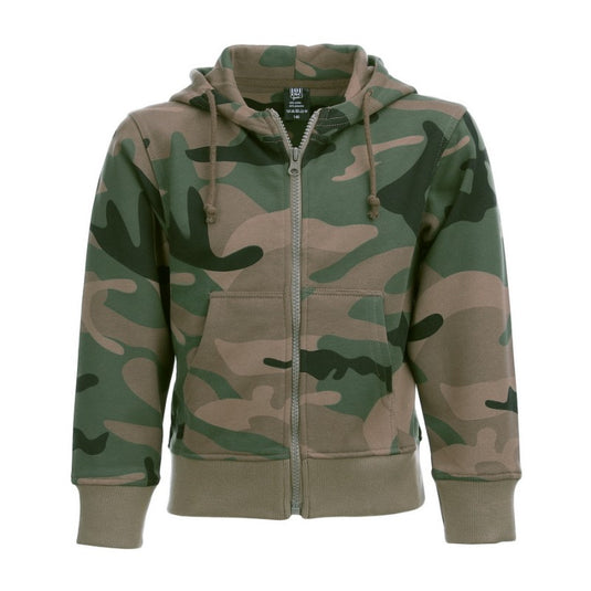felpa giacca bambino con cappuccio e zip mimetico woodland 