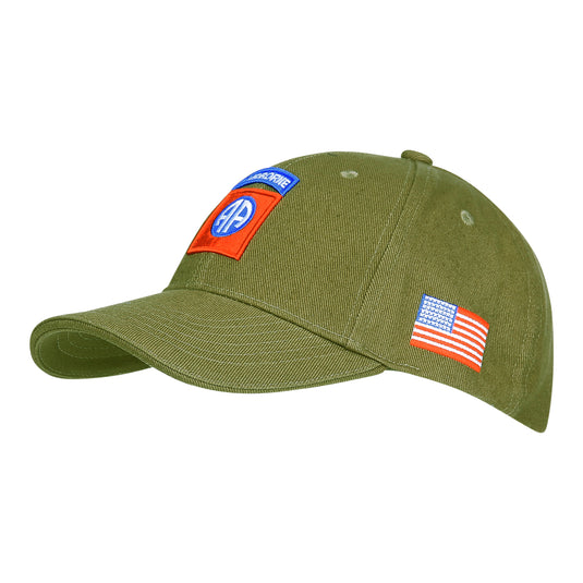 Cappellino baseball ricamato 82° AIRBORNE. VERDE OLIVA 