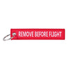 FOSTEX portachiavi in stoffa stile militare REMOVE BEFORE FLIGHT SU AMBO I LATI