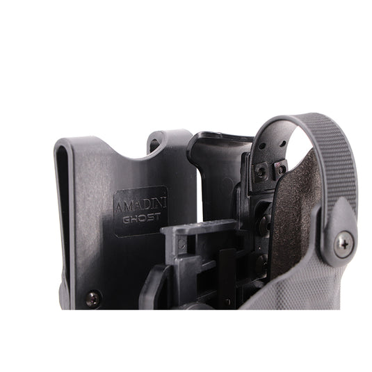 ghost 5 per Beretta 92/99/98a1/96, fondina police nera destra con modulo rotativo 