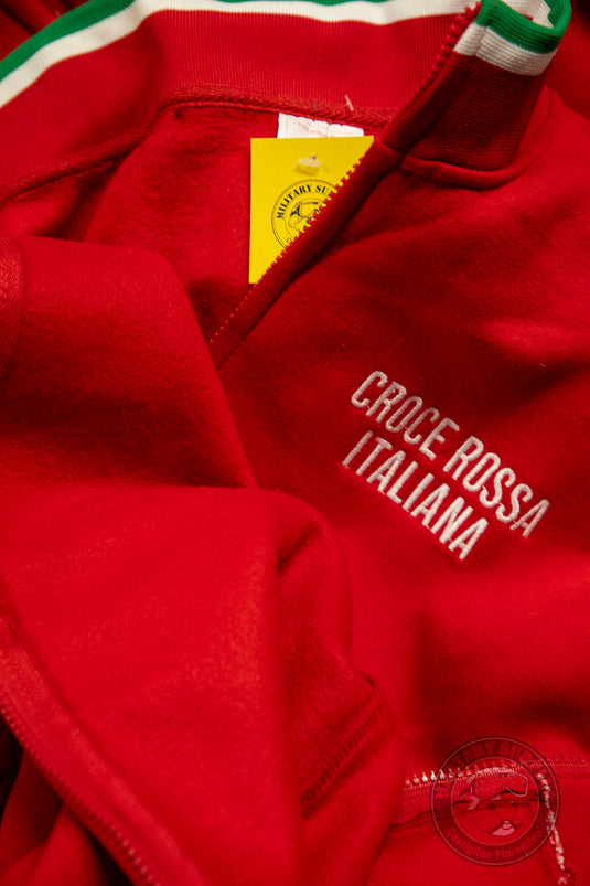 Felpa giacca zip lunga Croce Rossa Italiana con riami e tricolore 