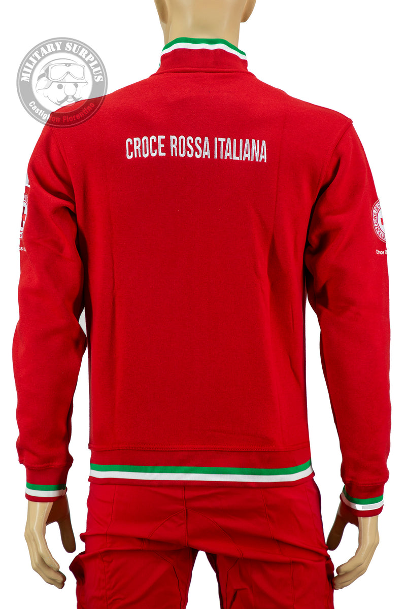 Load image into Gallery viewer, Felpa giacca zip lunga Croce Rossa Italiana con riami e tricolore 
