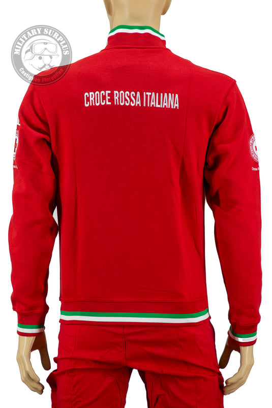 Felpa giacca zip lunga Croce Rossa Italiana con riami e tricolore 