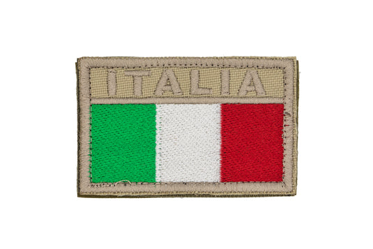 Patch Bandiera italiana rettangolare con velcro base sabbia desert 