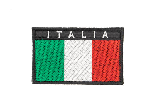 Patch Bandiera italiana alta visibilita' rettangolare con velcro base blu 