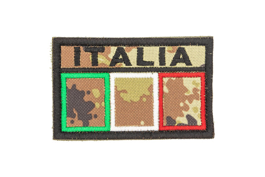 Patch Bandiera italiana rettangolare con velcro base vegetato 