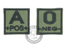 RANK Blood type embroidery with velcro 4x4 cm GREEN BASE BLACK BORDER various types