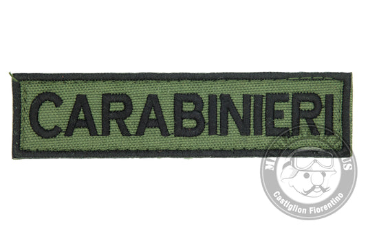 Patch ricamo CARABINIERI Verde Oliva con velcro per tuta Vegetata 