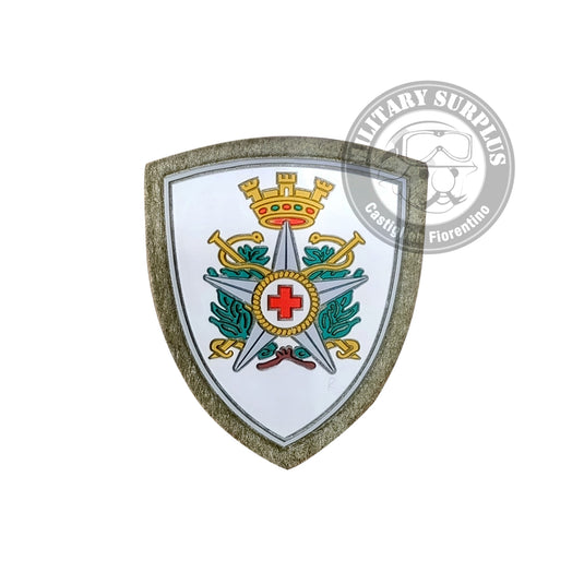 Scudetto plastificato C.R.I. CORPO MILITARE  fondo verde 