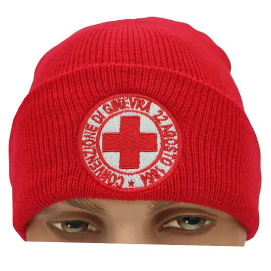 zuccotto in maglia ricamato CROCE ROSSA 