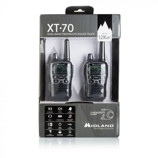 XT70 -2radio + caricabatteria +cavo usb+2 pacchi batteria 10h +clip+2 auric. 