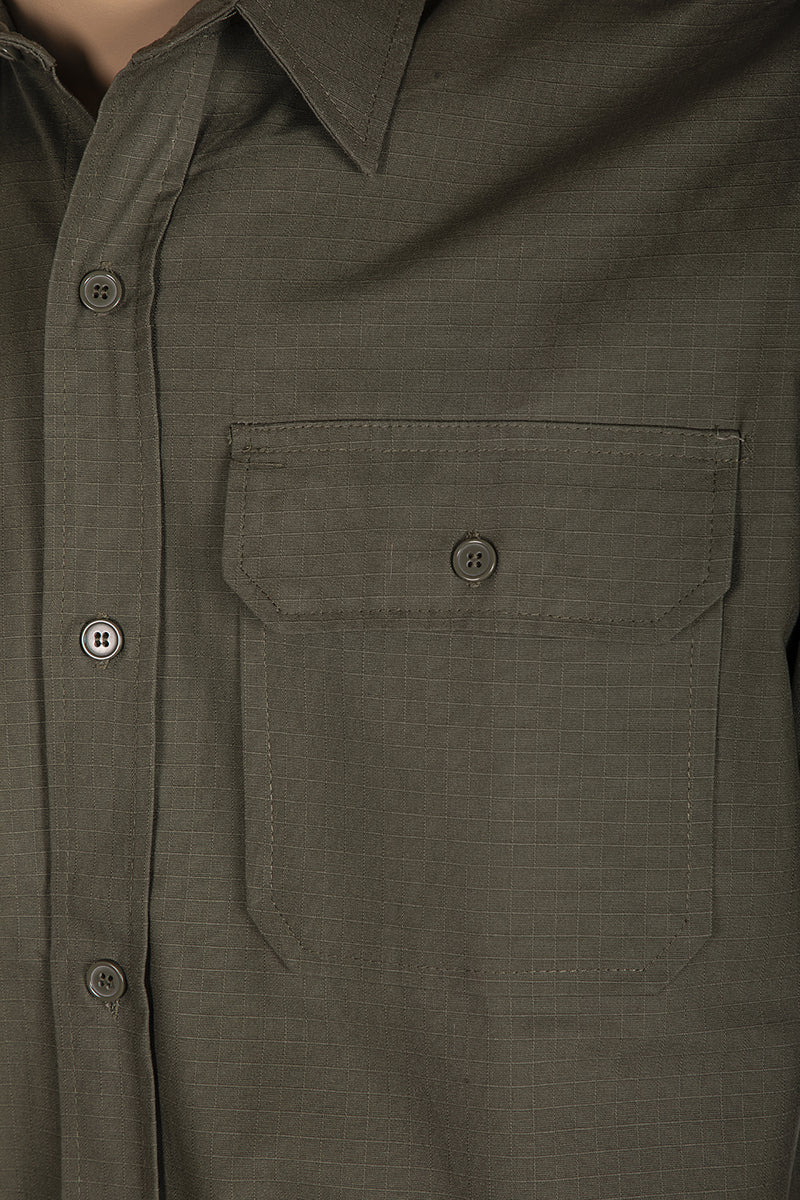 Load image into Gallery viewer, Camicia militare uomo rip-stop VERDE OLIVA 

