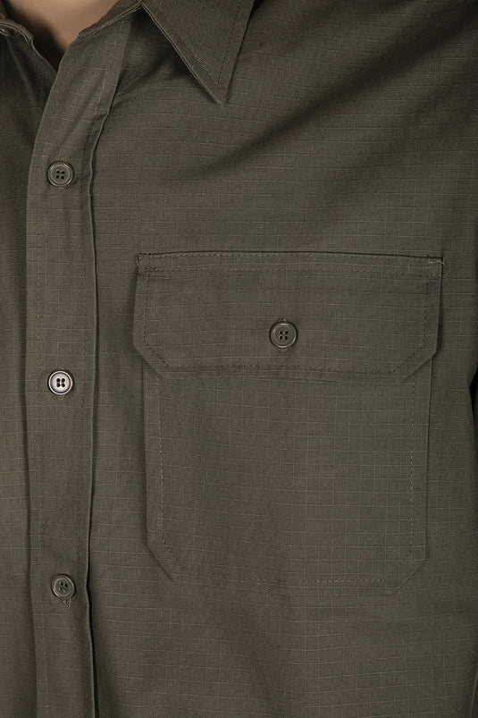 Camicia militare uomo rip-stop VERDE OLIVA 