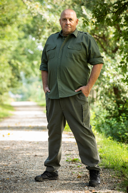 Camicia militare uomo rip-stop VERDE OLIVA 