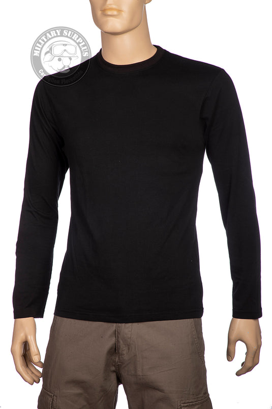 t-shirt uomo maniche lunghe 100% cotone NERO 