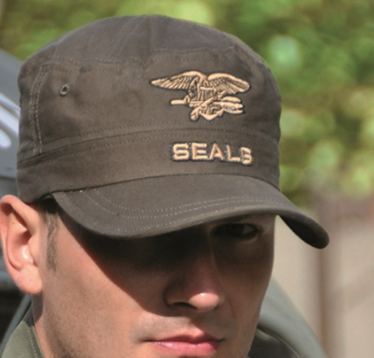 Ranger hat ricamato SEALS con logo, taglia unica regolabile VERDE OLIVA.<BR/> 