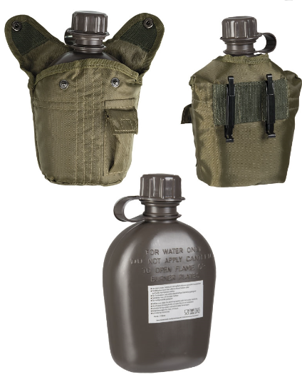 Load image into Gallery viewer, Borraccia US style in plastica con fodero cordura VERDE OLIVA 
