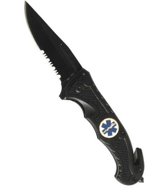 ONE HAND SELF OPENING Rescue knife esculapio Nero<BR/> 