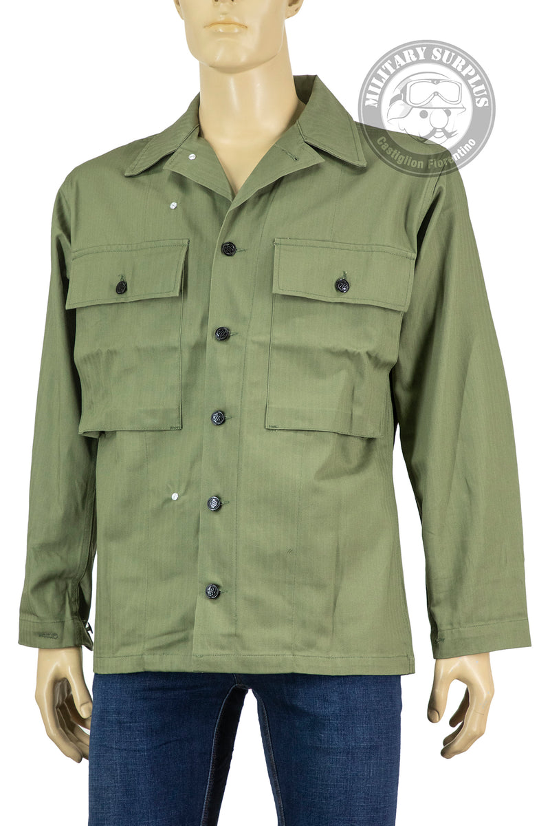 Carica immagine in Galleria Viewer, Camicia US WWII  HBT repro VERDE SALVIA 
