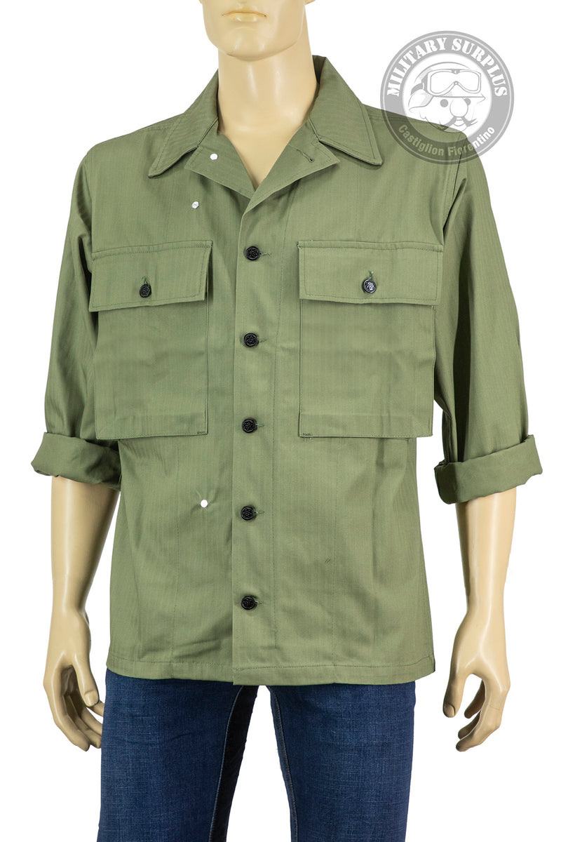 Carica immagine in Galleria Viewer, Camicia US WWII  HBT repro VERDE SALVIA 
