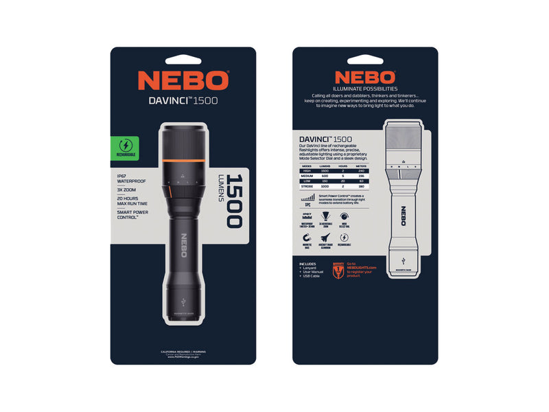 Carica immagine in Galleria Viewer, NEBO TORCIA LED LINEA DAVINCI RICARICABILE 1500 LUMENS 
