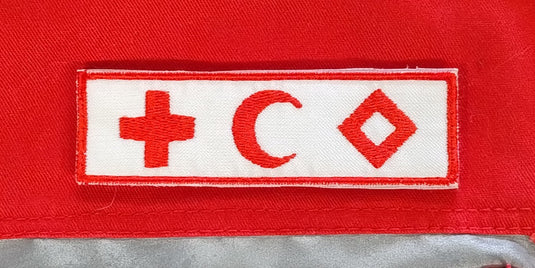 qualifica ricamata croce rossa rosso su bianco AUTISTA 