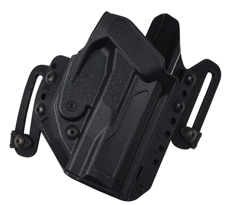 Carica immagine in Galleria Viewer, fondina thunder-c d-flat glock17 glock19 con backshield in polimero kydex performato con sistema di sicurezza a bloccaggio automatico evolock-s 
