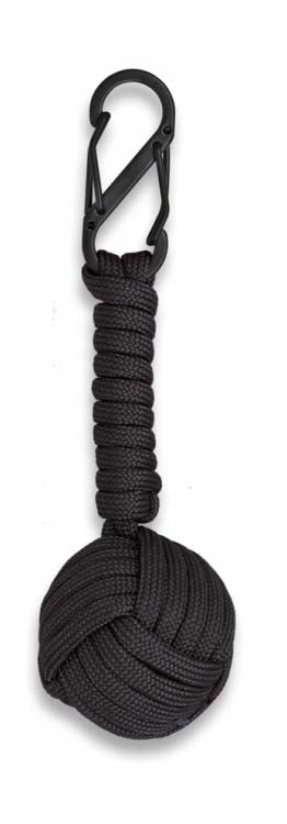 Portachiavi BOLA in paracord con moschettone Colore nero 