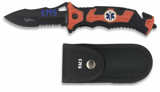 coltello con apertura assistita lama a filo combinato ems tagliacinture rompighiaccio cm. 9,1 