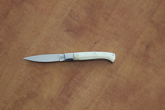 pieghevole pattada manico corno bianco lama cm 8 