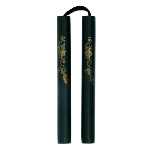 nunchaku da allenamento gomma morbida nera con corda 